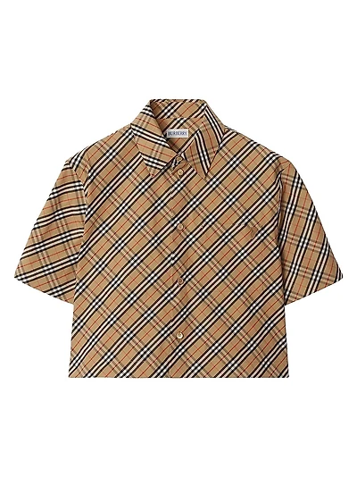 Check Short-Sleeve Crop Shirt