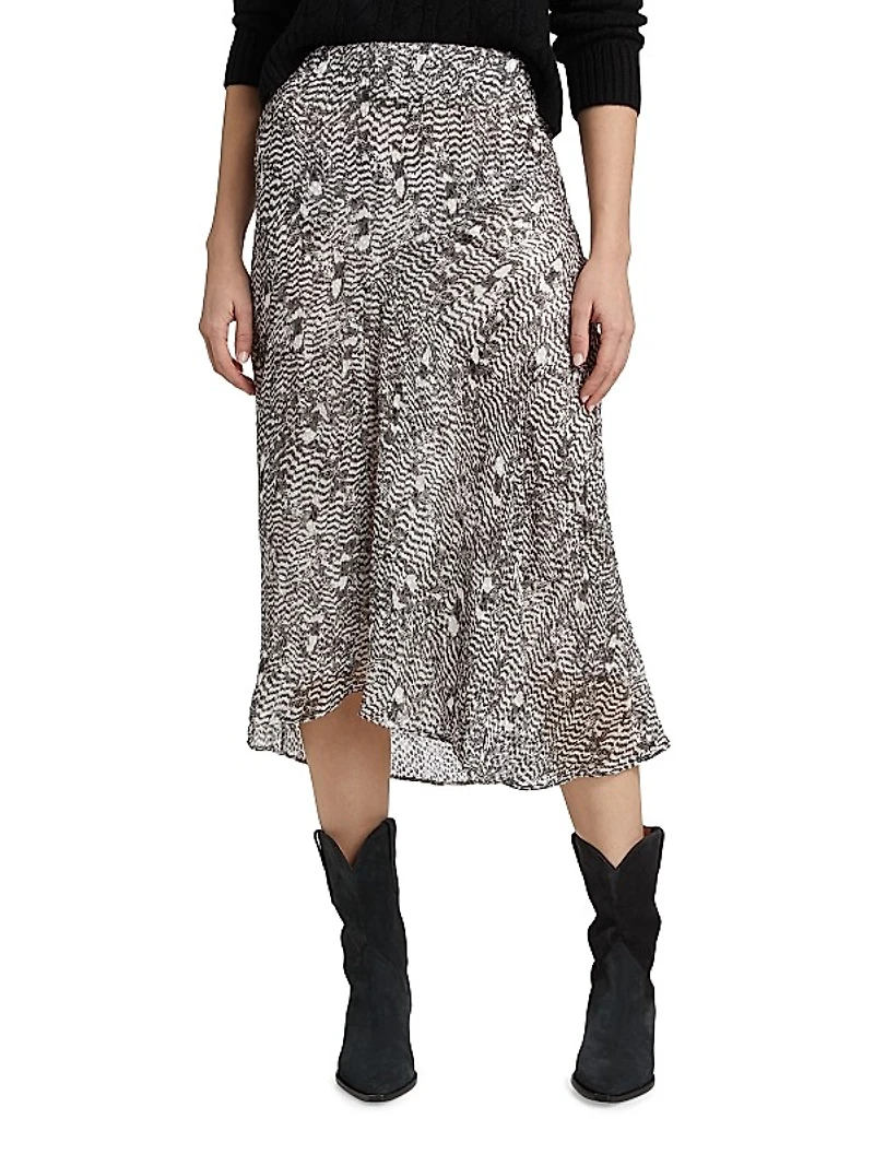 Lisanne Silk-Blend Printed Midi-Skirt