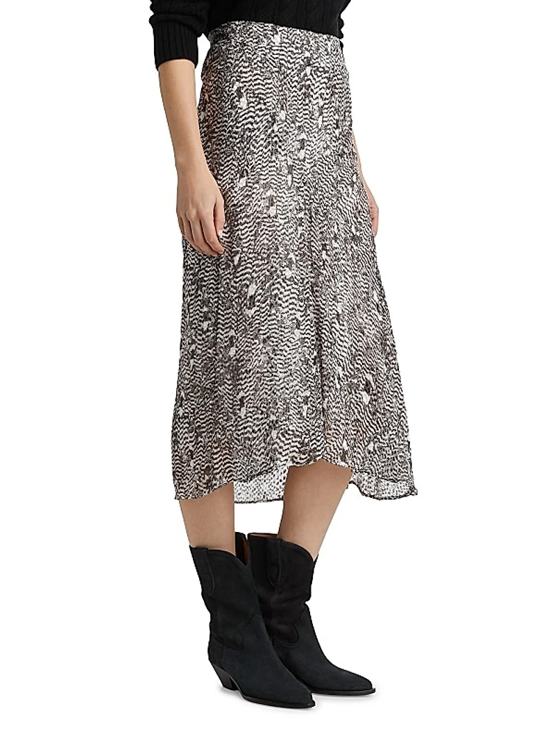 Lisanne Silk-Blend Printed Midi-Skirt