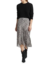 Lisanne Silk-Blend Printed Midi-Skirt