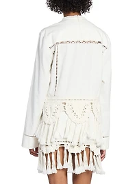 Severine Embroidered Cotton Tassel Blouse