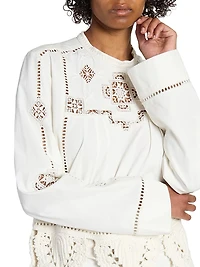 Severine Embroidered Cotton Tassel Blouse