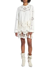 Severine Embroidered Cotton Tassel Blouse