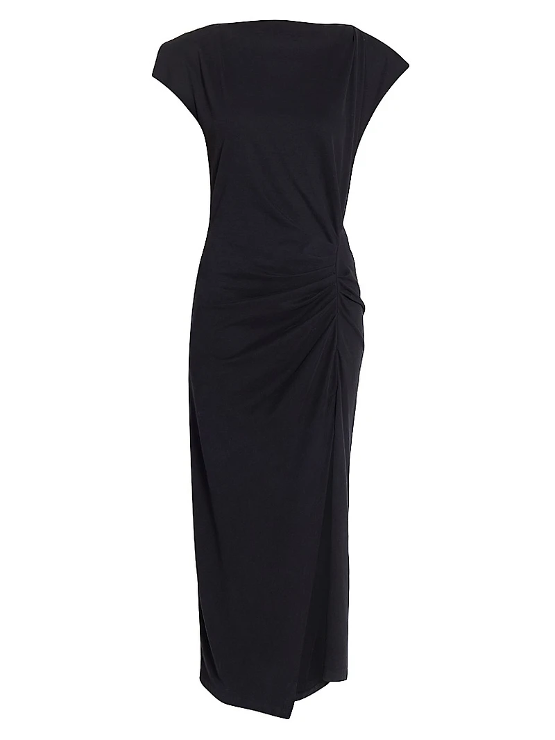 Nadela Ruched Cap-Sleeve Midi Dress