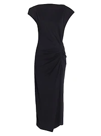 Nadela Ruched Cap-Sleeve Midi Dress
