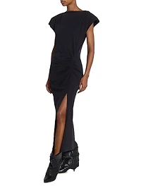 Nadela Ruched Cap-Sleeve Midi Dress