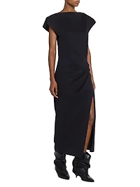 Nadela Ruched Cap-Sleeve Midi Dress