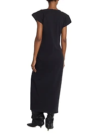 Nadela Ruched Cap-Sleeve Midi Dress