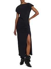 Nadela Ruched Cap-Sleeve Midi Dress