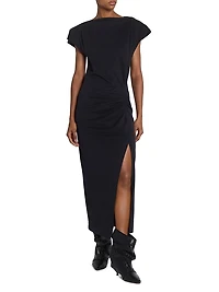 Nadela Ruched Cap-Sleeve Midi Dress