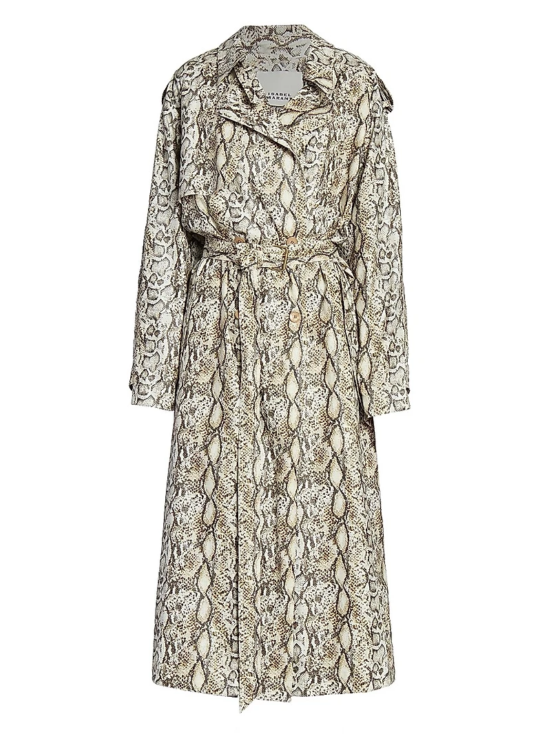 Freanne Snakeskin Print Trench Coat