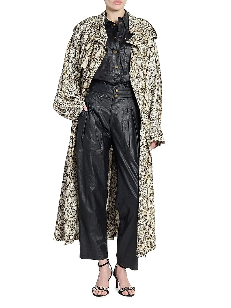 Freanne Snakeskin Print Trench Coat