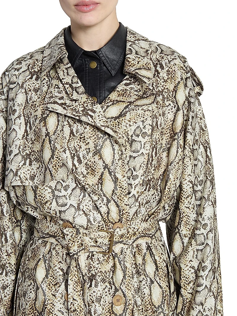 Freanne Snakeskin Print Trench Coat