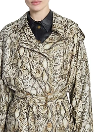 Freanne Snakeskin Print Trench Coat