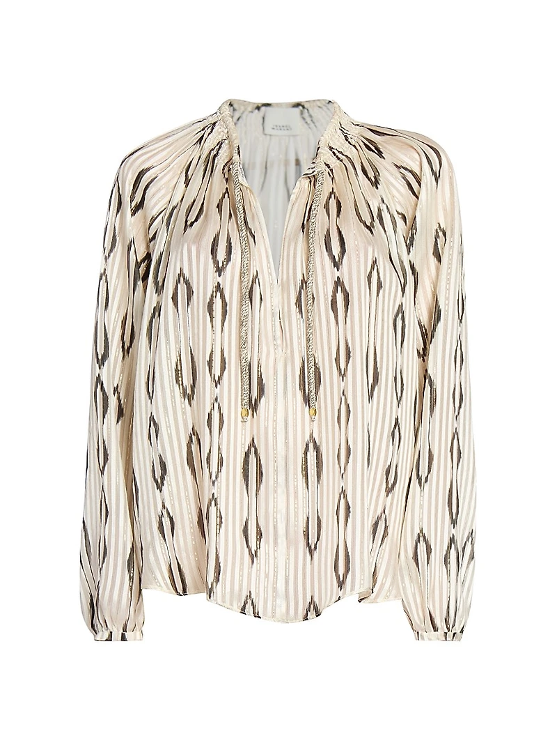 Syra Pleated Ikat-Inspired Blouse