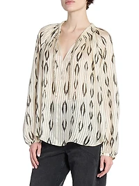 Syra Pleated Ikat-Inspired Blouse