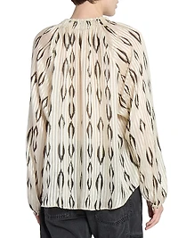 Syra Pleated Ikat-Inspired Blouse