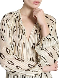 Syra Pleated Ikat-Inspired Blouse
