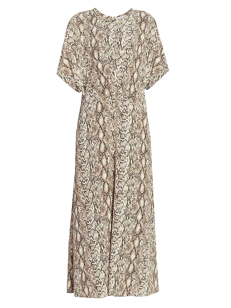Keany Snake Print Stretch-Silk Midi-Dress