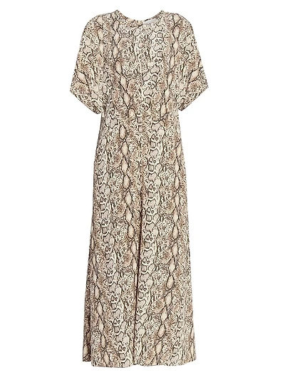 Keany Snake Print Stretch-Silk Midi-Dress