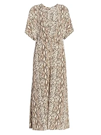 Keany Snake Print Stretch-Silk Midi-Dress