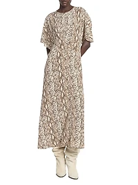 Keany Snake Print Stretch-Silk Midi-Dress