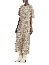 Keany Snake Print Stretch-Silk Midi-Dress