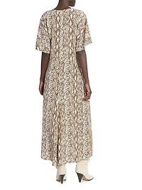 Keany Snake Print Stretch-Silk Midi-Dress