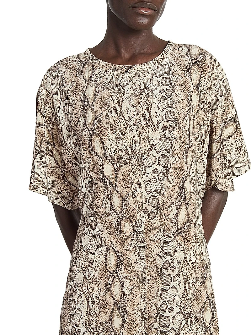 Keany Snake Print Stretch-Silk Midi-Dress