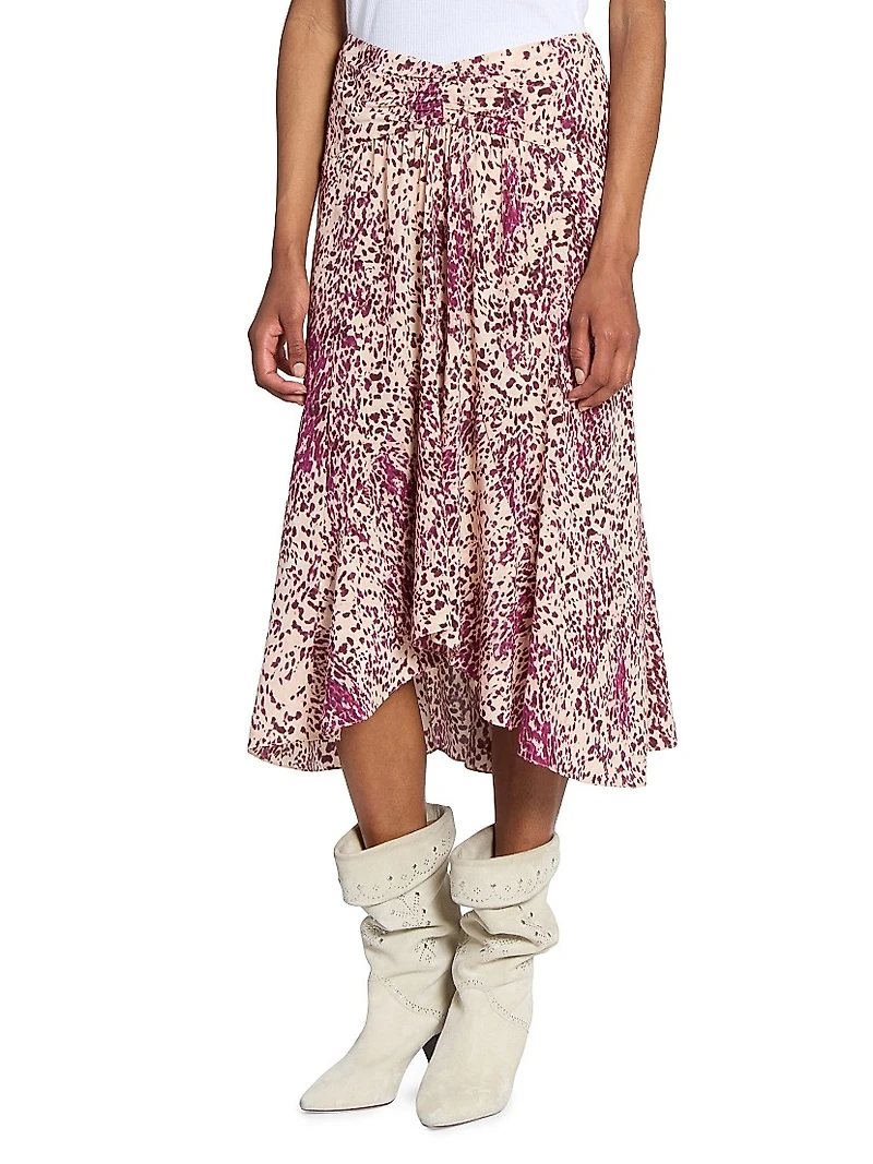Olena Printed Silk-Blend Skirt