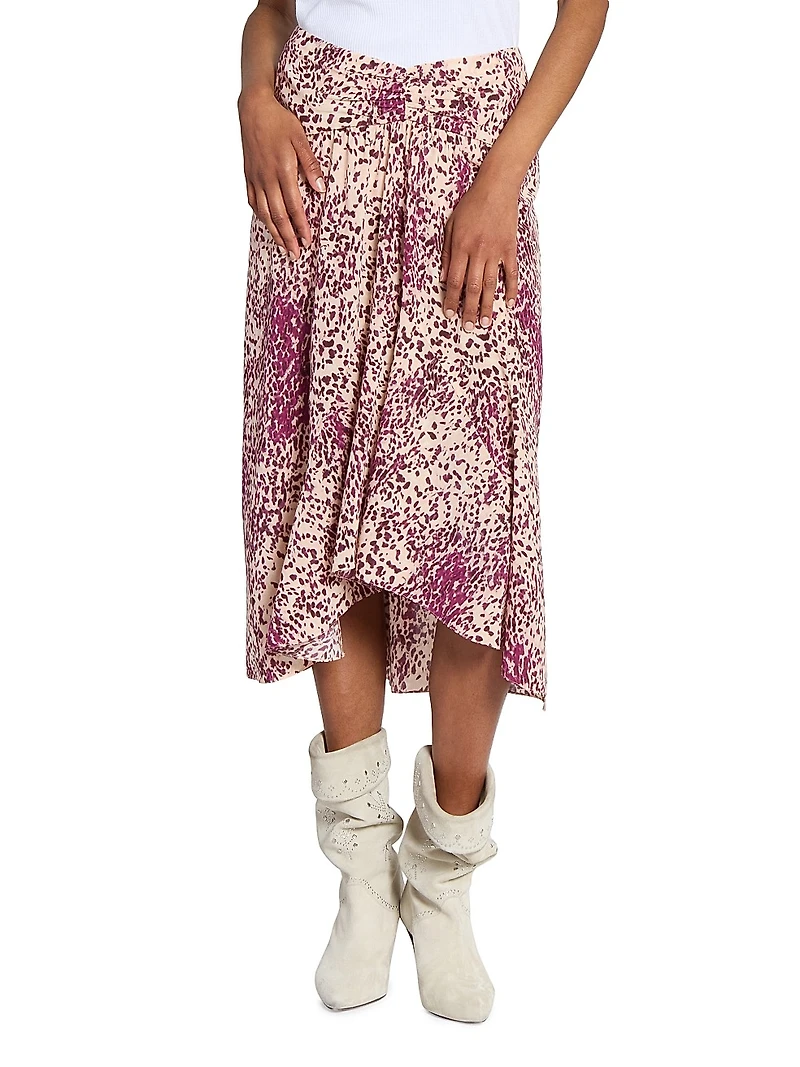Olena Printed Silk-Blend Skirt