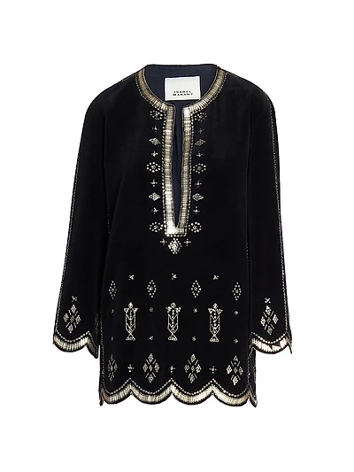 Helene Beaded Cotton Minidress