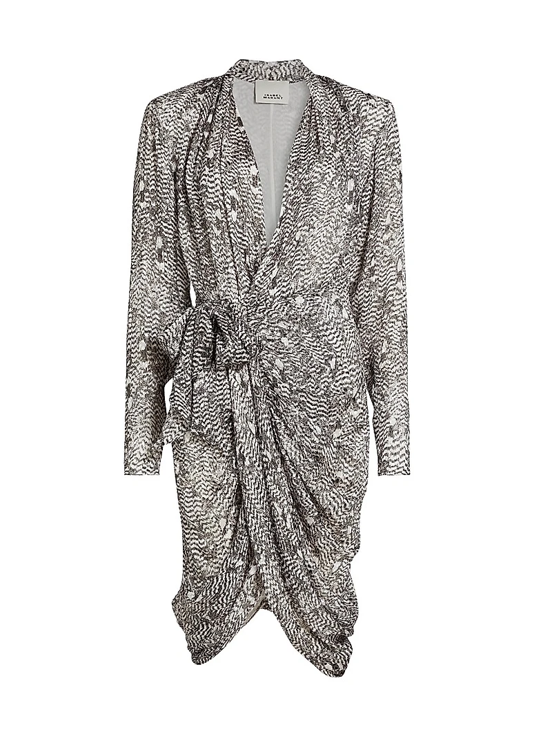 Cleora Printed Silk-Blend Tie Dress