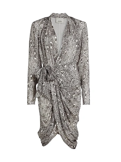 Cleora Printed Silk-Blend Tie Dress