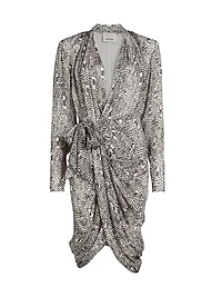 Cleora Printed Silk-Blend Tie Dress