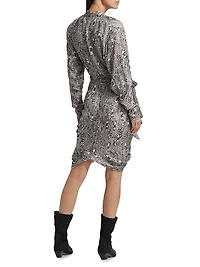 Cleora Printed Silk-Blend Tie Dress