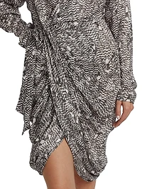 Cleora Printed Silk-Blend Tie Dress