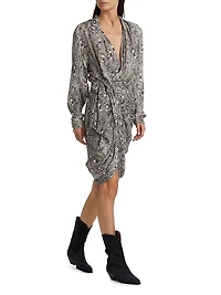 Cleora Printed Silk-Blend Tie Dress