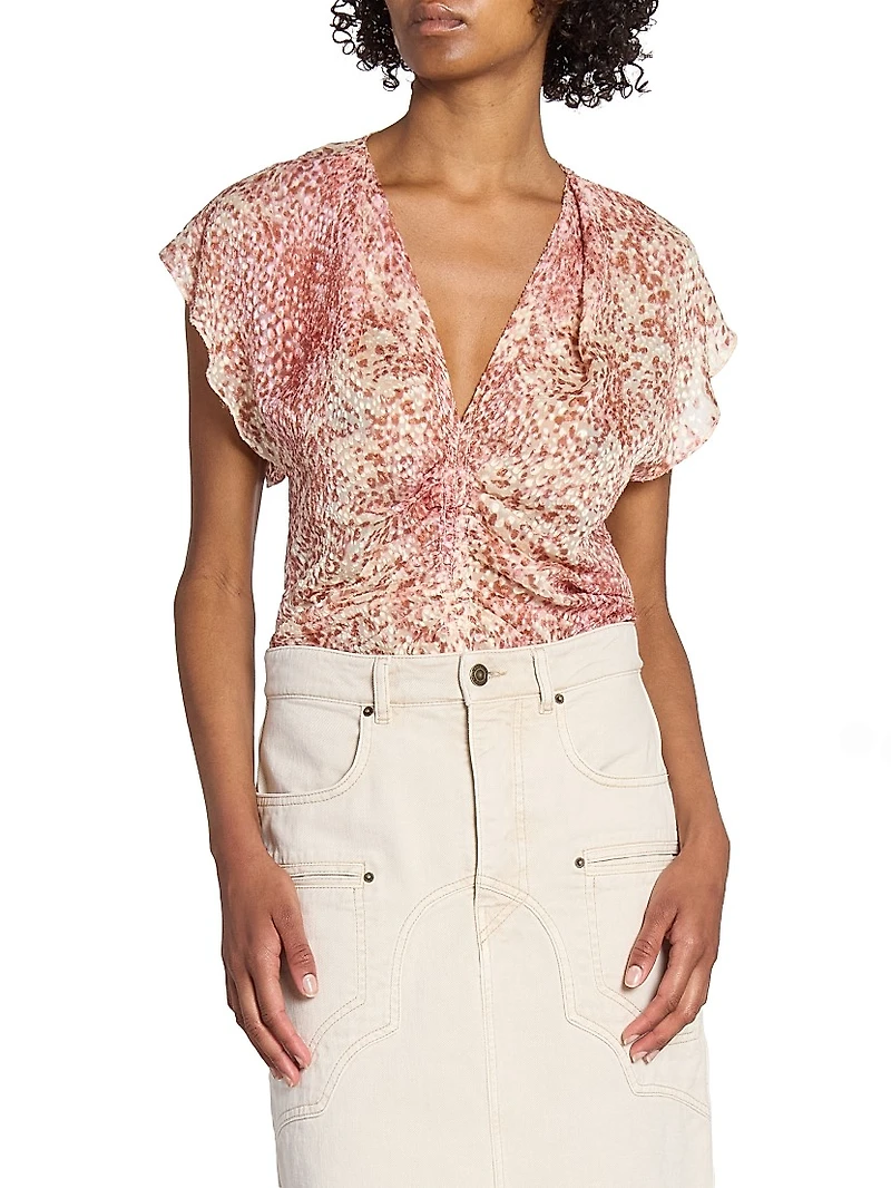 Lonea Printed Silk-Blend Top