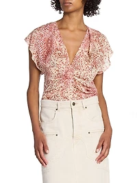 Lonea Printed Silk-Blend Top
