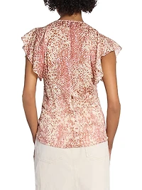 Lonea Printed Silk-Blend Top