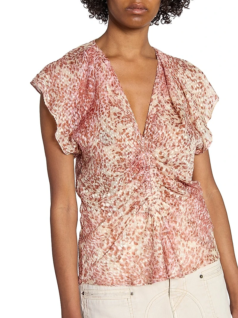 Lonea Printed Silk-Blend Top