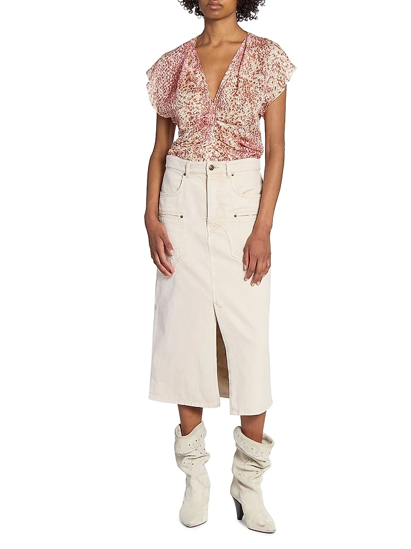 Lonea Printed Silk-Blend Top