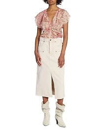 Lonea Printed Silk-Blend Top