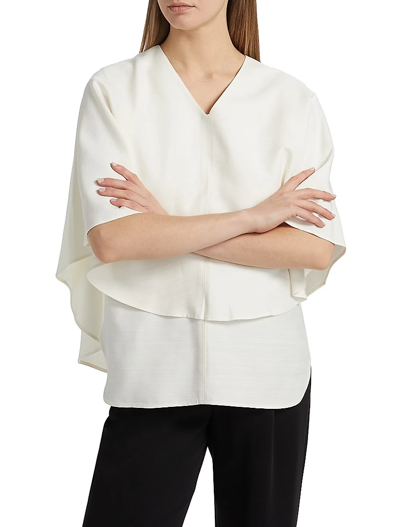 Arona V-Neck Cape Blouse