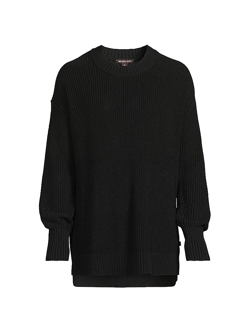 Stepped Hem Cotton Sweater