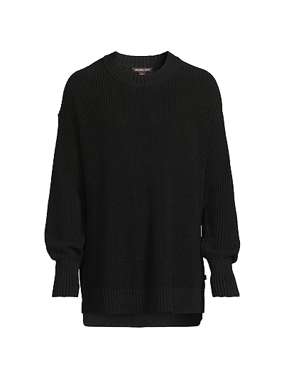Stepped Hem Cotton Sweater