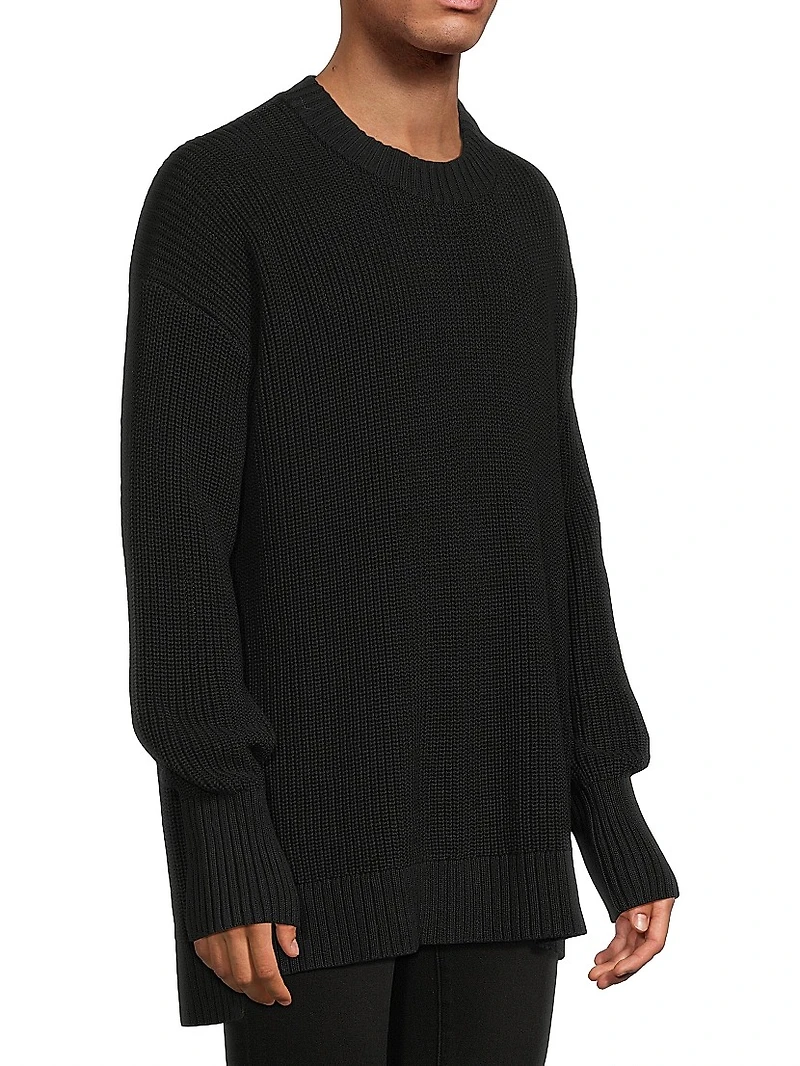Stepped Hem Cotton Sweater
