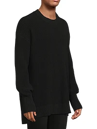 Stepped Hem Cotton Sweater