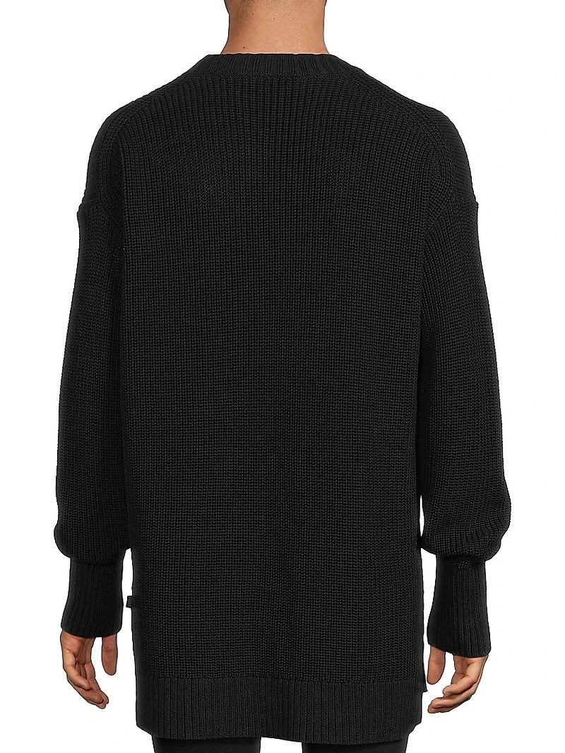 Stepped Hem Cotton Sweater
